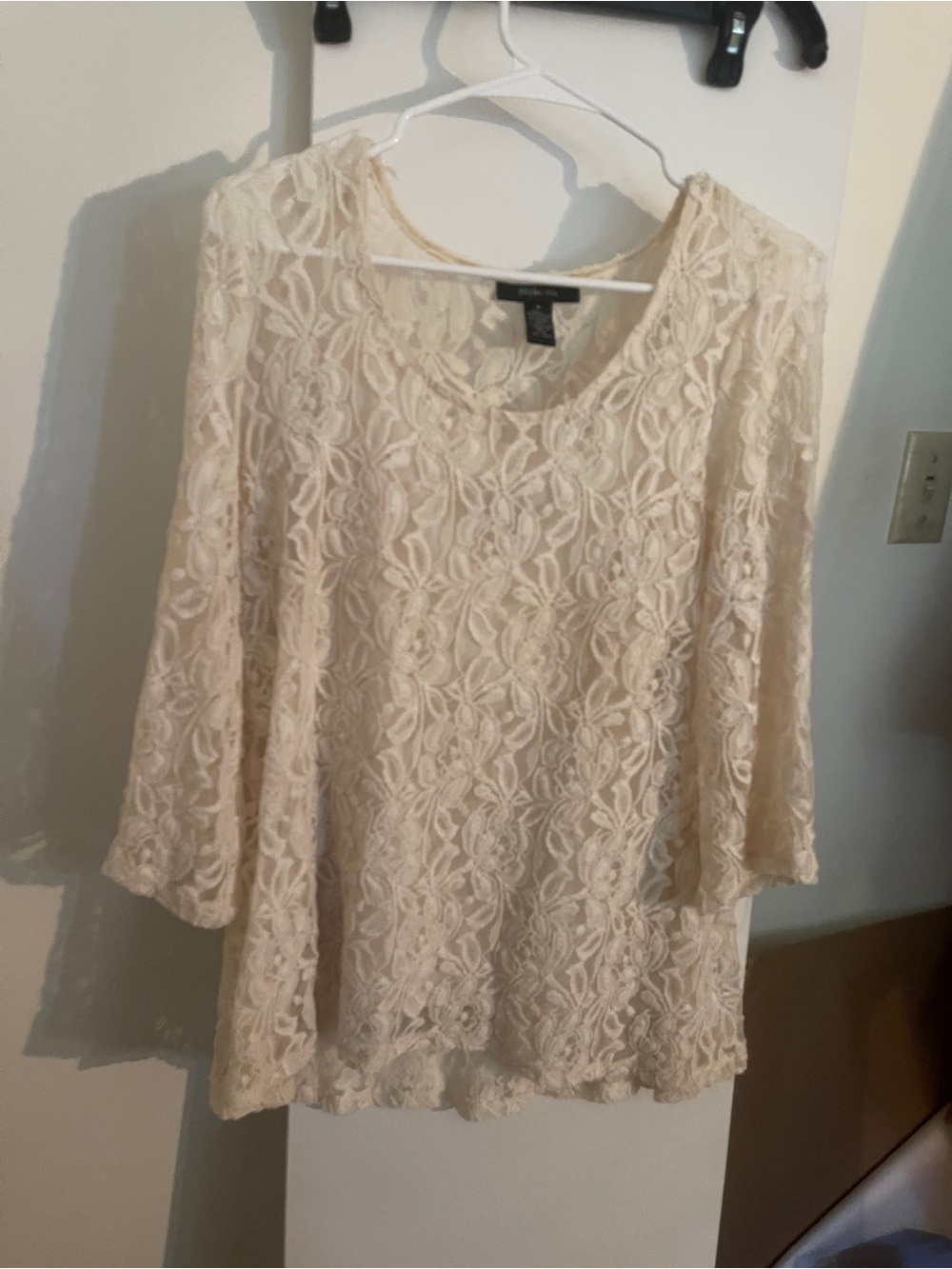 Style & Co. Cream Floral Lace Tunic Blouse